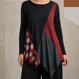 Alembika Asymmetrical Colorblock Tunic Top Size 3